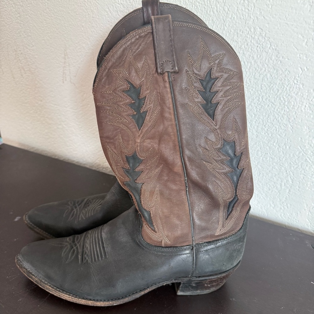 Dan Post Vintage Cowboy Boots 16809 Mens Black Leather Western Pull On 10.5 USA